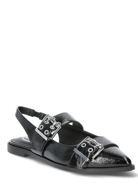 Scoop 8.5 Women's Faux Leather Buckle Slingback Flats